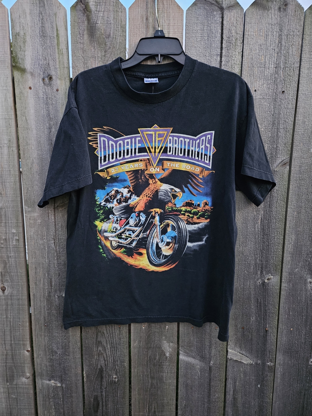 Vintage Hyland Doobie Brothers Black Graphic Band Tee - Vintage Style Eagle Moto